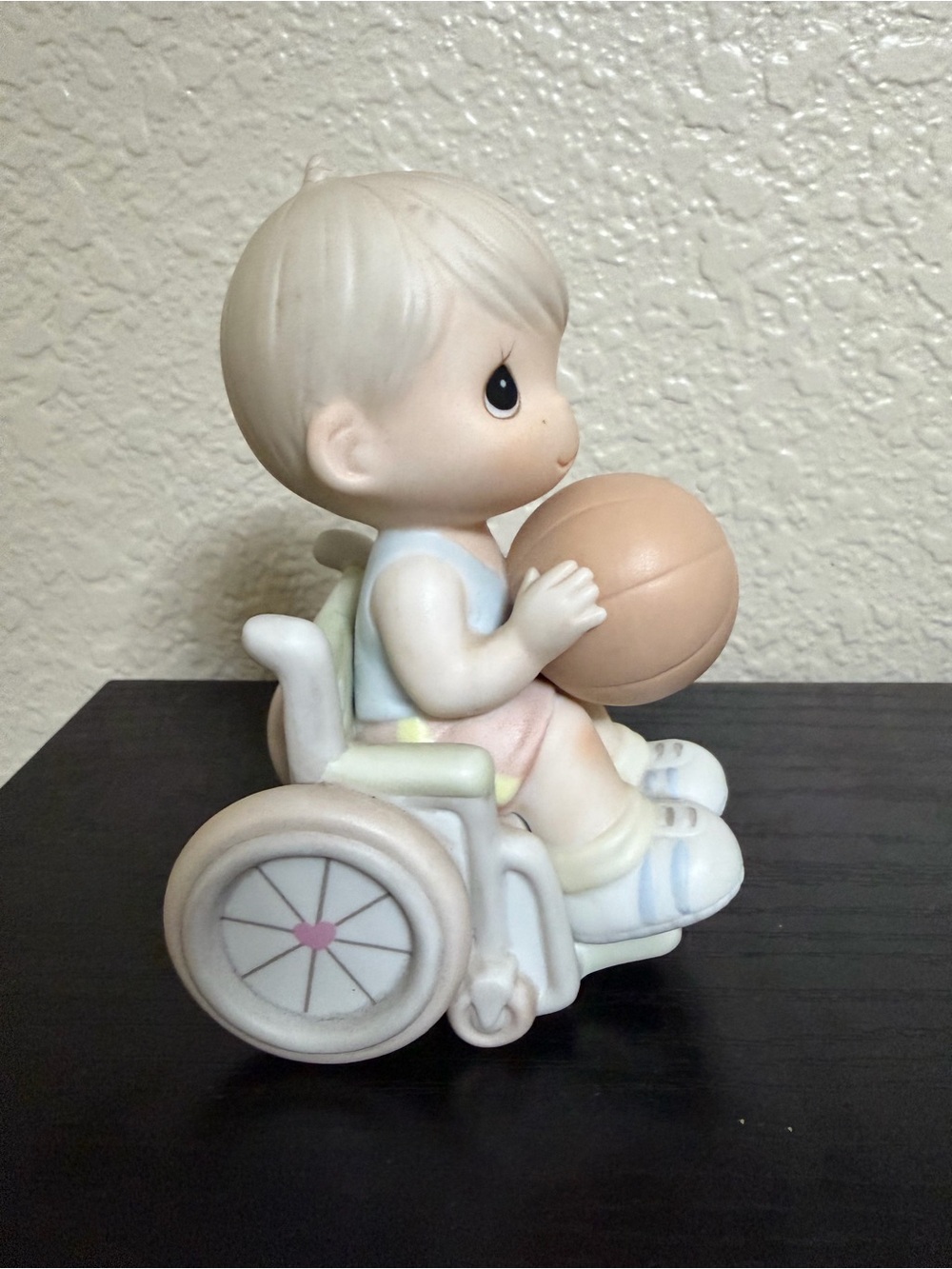 Precious Moments Boy in Wheelchair Figurine with Basketball